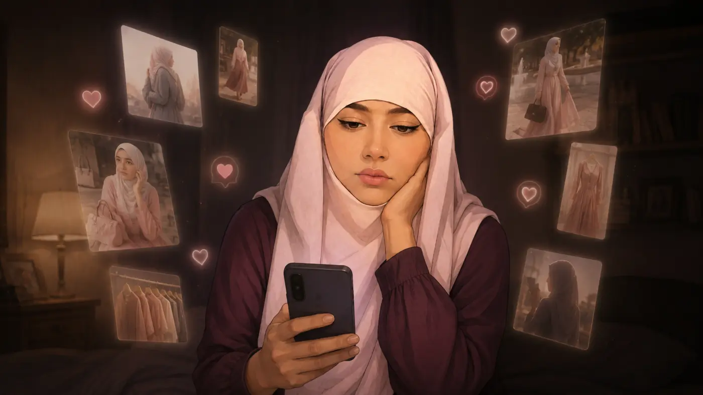 Femme confrontée à la comparaison sur les réseaux sociaux